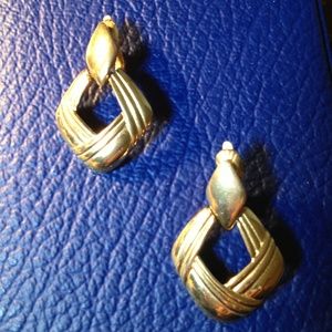 2" Trafari Gold Tone Diamond Shaped Earrings.